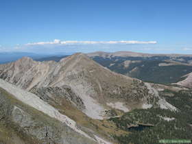 North Truchas Peak and Truchas Lake from the summit of South Truchas Peak, the second highest point in New Mexico.