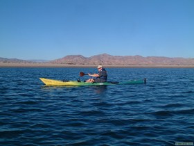 Not a lot of freeboard on Chuck's kayak.