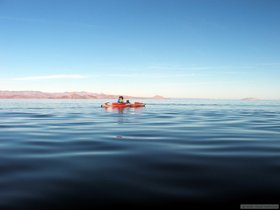 Brian J. pauses to take a picture in the glassy waters of Bahia San Luis Gonzaga.