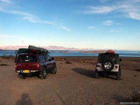 Parked at the overlook into Bahia de los Angeles