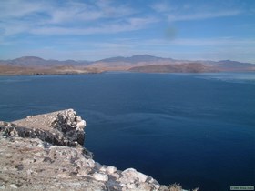 Looking out at Bahia Guadalupe from the top of Isla Alcatraz.