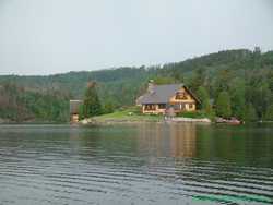 A neat looking cabin on the shore of Magnetic Lake.