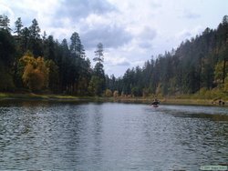 Jeff paddling towards the south end of Chevelon Lake.