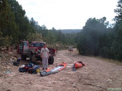 Exhausted after hauling our gear back up to the truck.