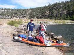 Jeff and Brian ready to set sail.  Good thing that kayak has a 500 lb. capacity!