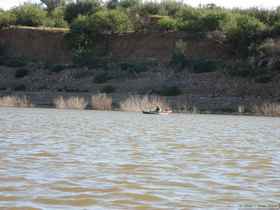 Dad fishing in a cove near Schoolhouse Point.