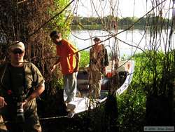 Chuck, Fabricio and I getting off the boat.