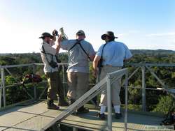 Dave, Chuck and I helping Fabricio hoist is tripod up the 50 meter tower after it got stuck.