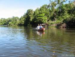 Shannon and I kayaking a canoe.