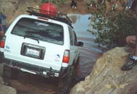 Jack buries his front bumper in the water.