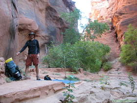 Brian getting ready for our second day of backpacking in Buckskin Gulch and Paria Canyon.